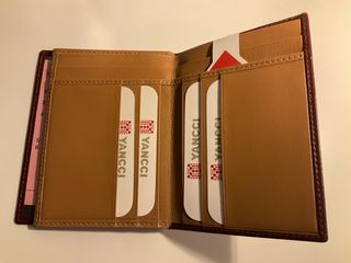 Portafoglio in pelle da uomo YANCCI marrone e rosso