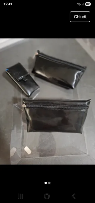 Set 3 pochette nere con cerniera