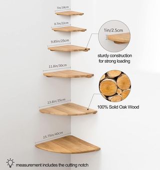 Estante esquina roble macizo 35cm