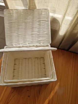 Cajas de mimbre blancas (Set de 2)