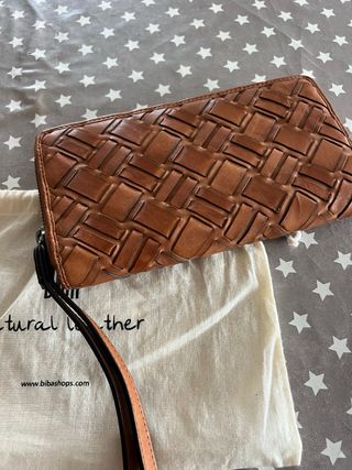 Cartera Biba Cuero Marrón Trenzado