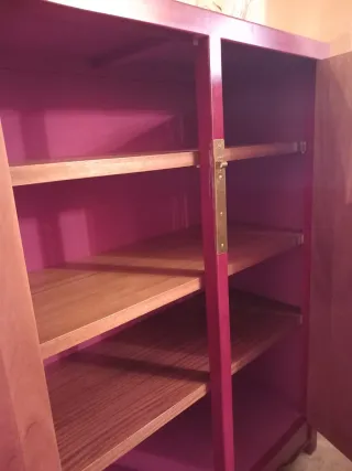 Mueble madera maciza oriental rojo y dorado