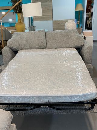 Sofá Cama Estilo Italiano Tela Beige/Gris