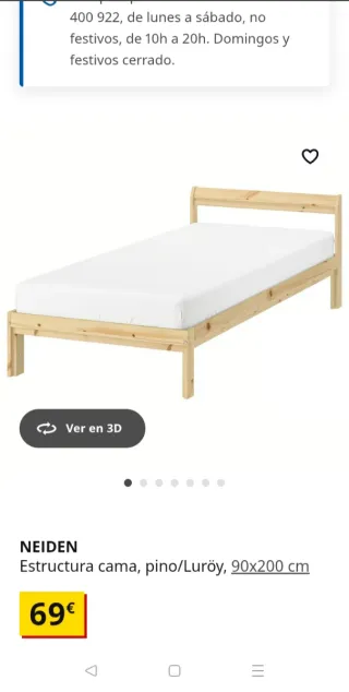 Estructura Cama Neuden Pino Ikea.