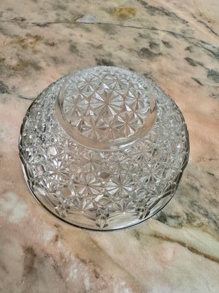 Bol Cristal Tallado Vintage Años 50 Borde Plateado