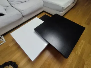 Mesa centro transformable madera negra y blanca