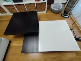 Mesa centro transformable madera negra y blanca