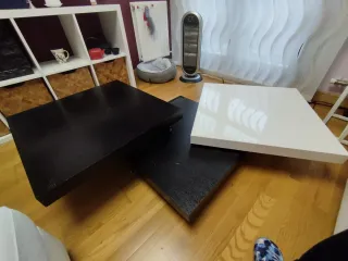 Mesa centro transformable madera negra y blanca