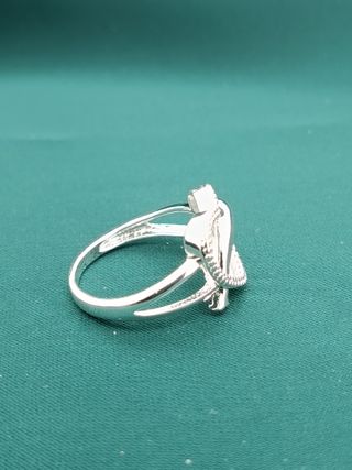 Anillo Plata Ley 925 Corazón Delfines