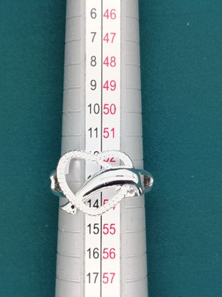 Anillo Plata Ley 925 Corazón Delfines