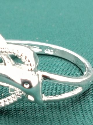 Anillo Plata Ley 925 Corazón Delfines