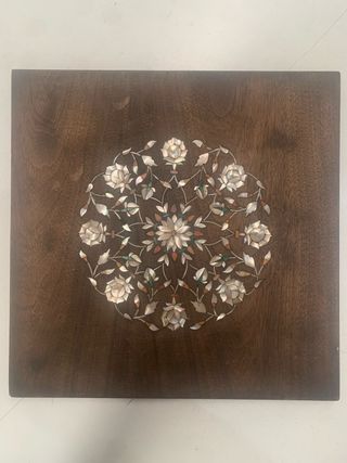 Tablero madera incrustación nacar 30x30