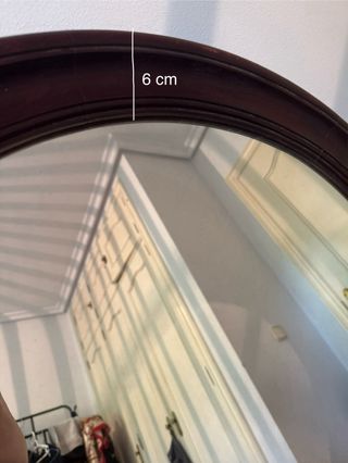 Espejo de pared redondo en madera de roble