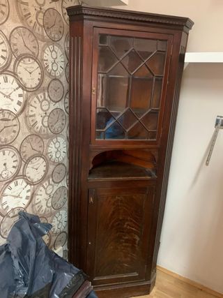 Mueble Esquinero Madera y Cristal