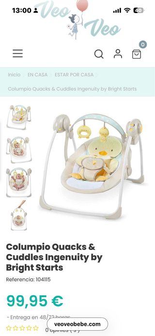 Mecedora de bebé con diseño de patito