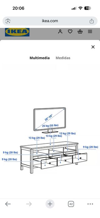 Mueble TV IKEA Madera Blanco Marrón