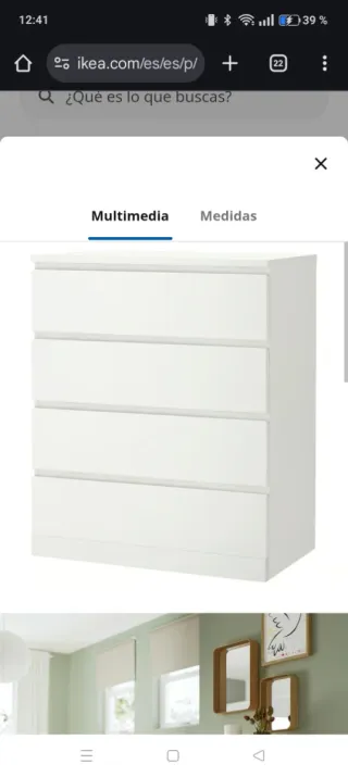 Cómoda blanca de madera Modelo Malm (Ikea)