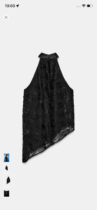 Top asimétrico Zara negro talla única