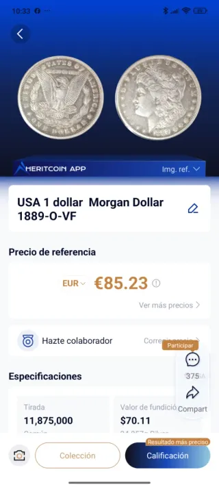 Dólar Morgan 1889 Plata