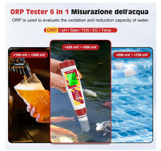 Misuratore acqua multifunzione ORP pH 6-in-1