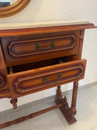 Mueble recibidor madera y mármol