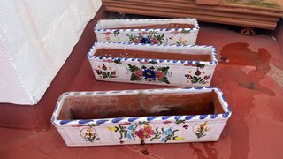 Juego de 3 macetas de cerámica pintadas