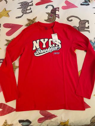Maglietta rossa NYC Brooklyn 14 anni
