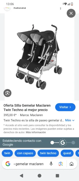 Carro Gemelar Maclaren Negro