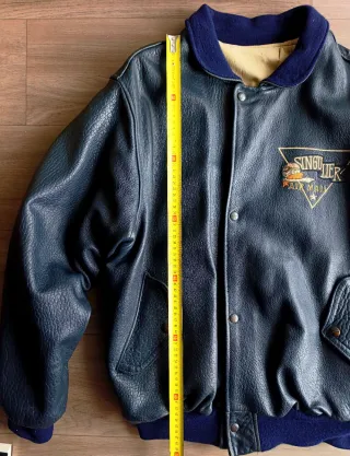 Chaqueta Bomber Piel Gris Plomo con Bordados