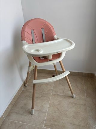 Trona bebé rosa y blanca