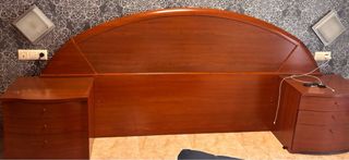 Cabezal y 2 mesitas de noche madera