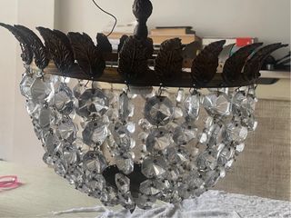 Lámpara de entrada dorada y transparente