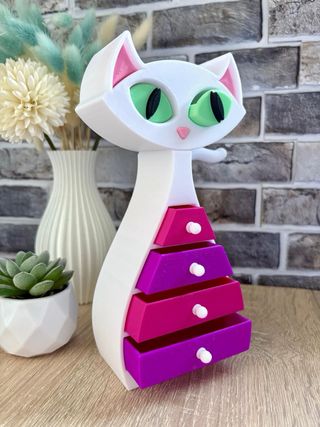 Joyero gato blanco y de colores