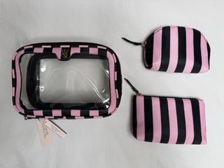 Neceser Victoria's Secret Rayas Rosa y Negro