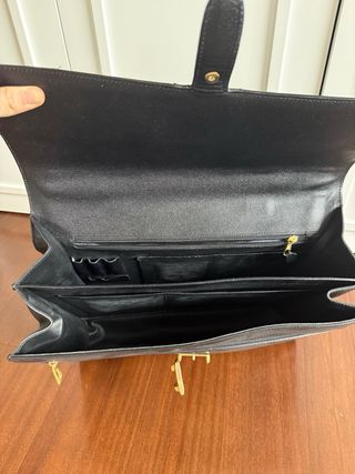 Maletín de piel negro 2 compartimentos