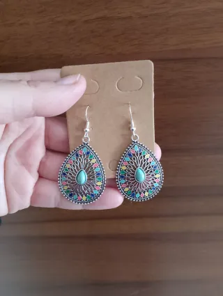 Orecchini pendenti goccia vintage multicolor