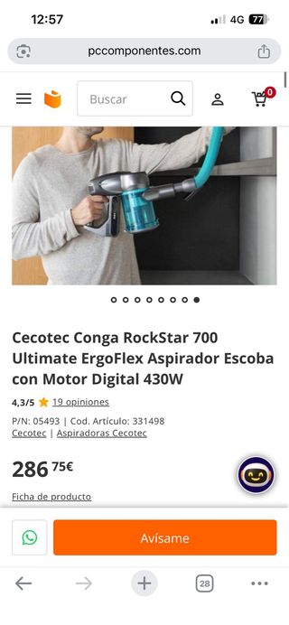 Aspiradora Cecotec Rockstar Ultimate 700 ergoflex