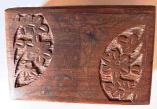 4 cajas madera tallada artesanales, incrustaciones