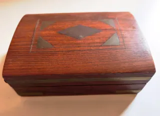 4 cajas madera tallada artesanales, incrustaciones