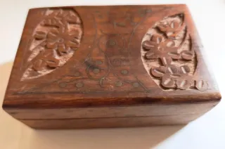 4 cajas madera tallada artesanales, incrustaciones