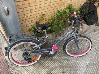 Bicicleta infantil niña paseo gris/rosa.rueda 20"