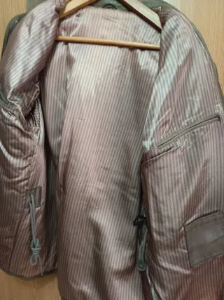 Chaqueta de piel hombre verde oliva