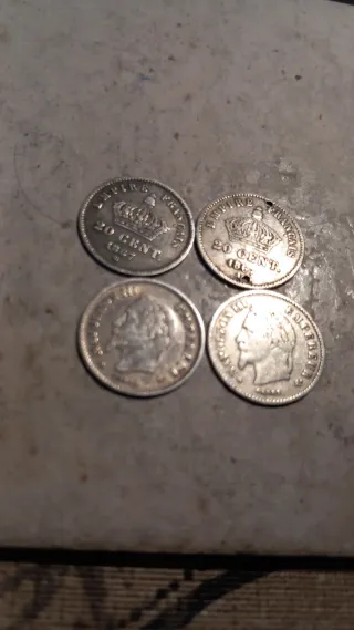 Moneda Plata Francia Napoleón III 20 Cent