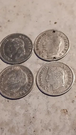 Moneda Plata Francia Napoleón III 20 Cent