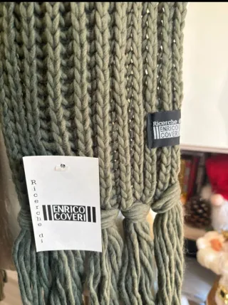 Maxi Sciarpa Verde Maglia Grossa