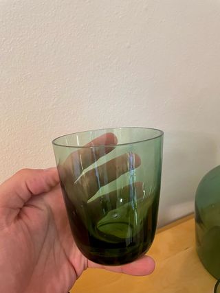 Caraffa e 8 Bicchieri Vetro Verde Empoli