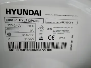 Lavadora 7kg Hyundai Carga Frontal Blanca