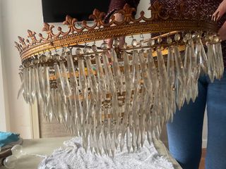 Lámpara de salón de bronce y cristal