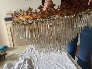 Lámpara de salón de bronce y cristal