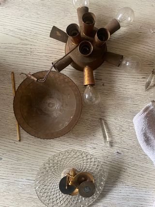 Lámpara de salón de bronce y cristal